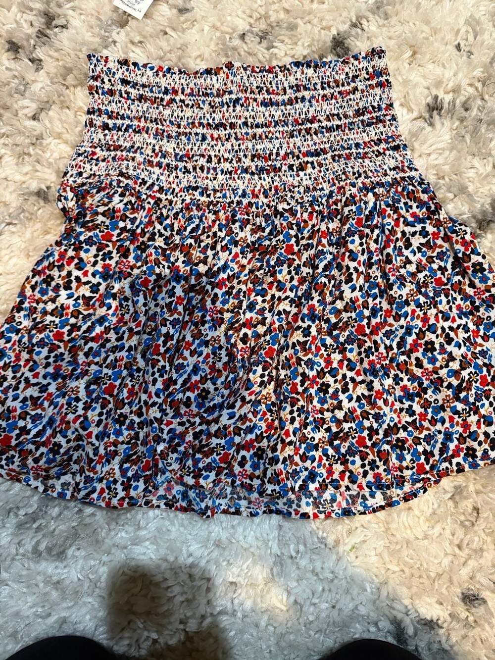 Tory Burch Wildflower Print Smocked Mini Skirt